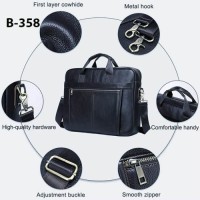 Genuine Leather Shoulder Messenger Bag Black